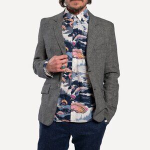18 Waits Blazer Tiny White Dots Mens Size 2XL Gray Lined Cotton Normcore Canada